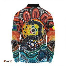Amazing Aussie Australia Rainbow Serpent Aboriginal Dreamtime Rainbow Serpent Long Sleeve Polo Shirt