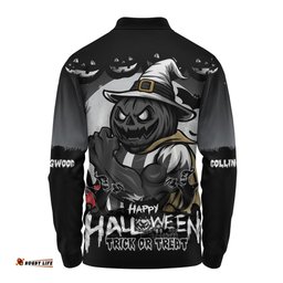 Amazing Aussie Collingwood Dark Pumpkin Halloween Spirit Long Sleeve Polo Shirt