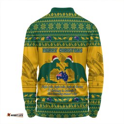 Amazing Aussie Australia Scorching Australia Christmas Green Long Sleeve Polo Shirt