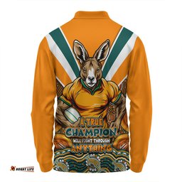 Amazing Aussie Australia Wallabies Squad A True Champion Will Fight Through Anything (Gold) Long Sleeve Polo Shirt