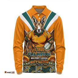 Amazing Aussie Australia Wallabies Squad A True Champion Will Fight Through Anything (Gold) Long Sleeve Polo Shirt