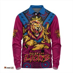 Amazing Aussie Brisbane Lions Ripped Legacy Of The Game Long Sleeve Polo Shirt