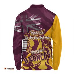 Amazing Aussie Brisbane Broncos Happy Australia Day We Are One And Free V2 Long Sleeve Polo Shirt