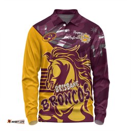 Amazing Aussie Brisbane Broncos Happy Australia Day We Are One And Free V2 Long Sleeve Polo Shirt