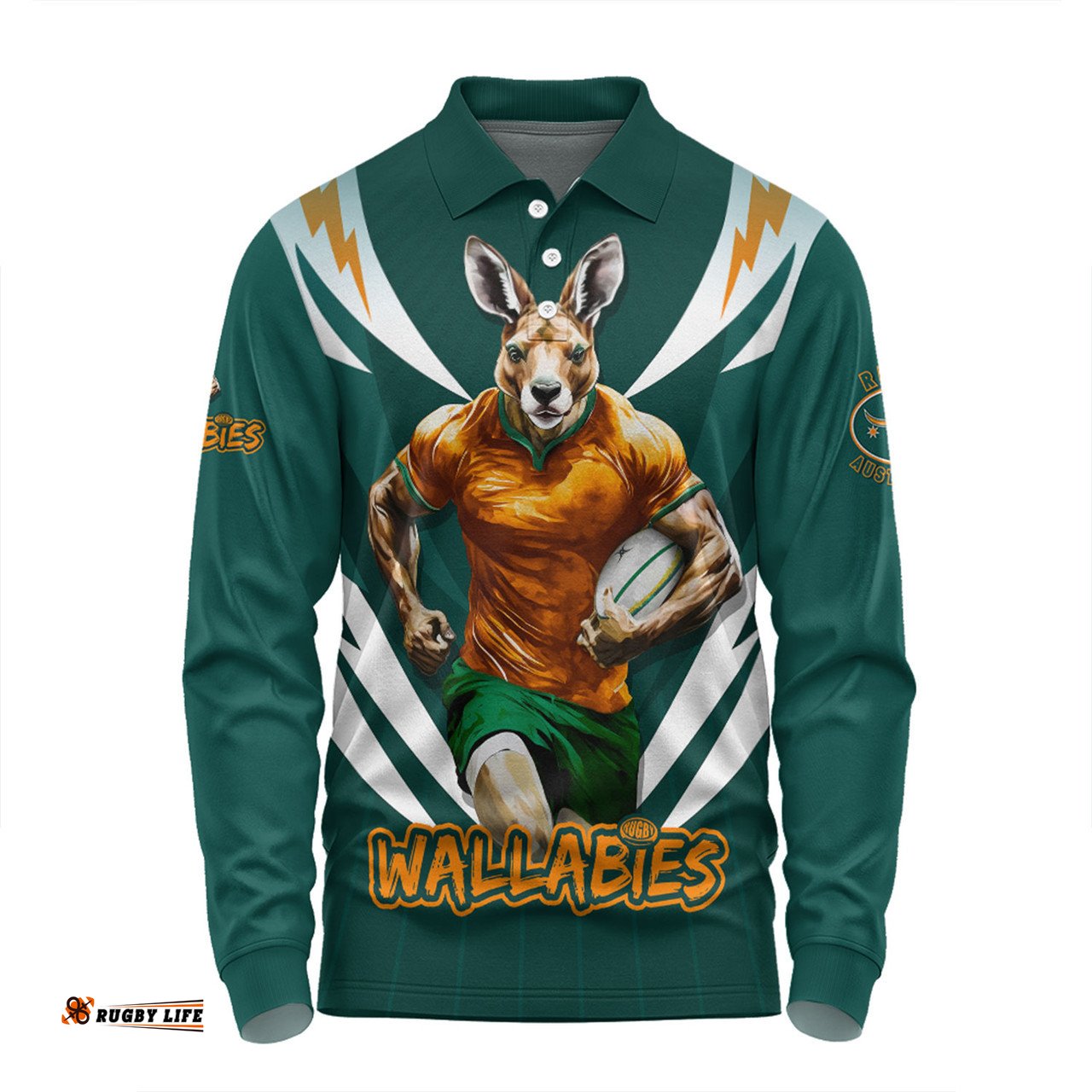 Amazing Aussie Australia Wallabies Championship Sport Style Long Sleeve Polo Shirt