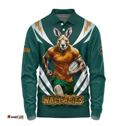 Amazing Aussie Australia Wallabies Championship Sport Style Long Sleeve Polo Shirt
