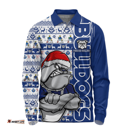 Amazing Aussie Canterbury Bankstown Bulldogs Merry Ugly Xmas Nordic Pattern Style Long Sleeve Polo Shirt