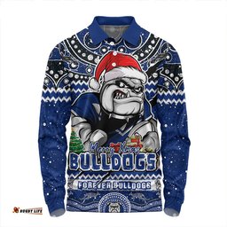 Amazing Aussie Canterbury Bankstown Bulldogs Aboriginal Xmas Special Ugly Christmas Style Long Sleeve Polo Shirt