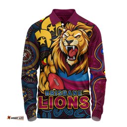 Amazing Aussie Brisbane Lions NAIDOC Spirit Of Country Long Sleeve Polo Shirt