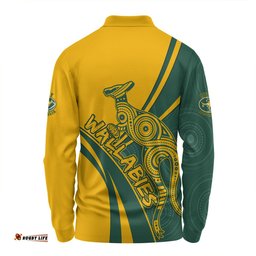 Amazing Aussie Australia Wallabies Squad Aboriginal Pattern Inspired Long Sleeve Polo Shirt