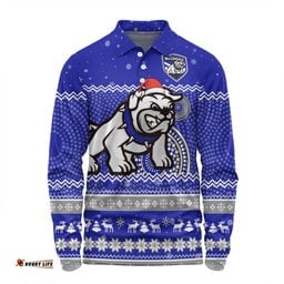 Amazing Aussie Canterbury Bankstown Bulldogs Christmas Custom Ugly Xmas And Aboriginal Patterns For Die Hard Fan Long Sleeve Polo Shirt