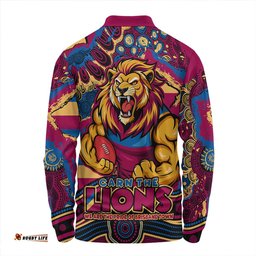 Amazing Aussie Brisbane Lions Blazing Spirit Of Victory Long Sleeve Polo Shirt