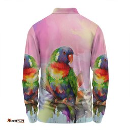 Amazing Aussie Australia Rainbow Lorikeets Rainbow Lorikeets Color Art Long Sleeve Polo Shirt