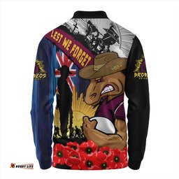 Amazing Aussie Brisbane Broncos United In Spirit Anzac Day Tribute Long Sleeve Polo Shirt