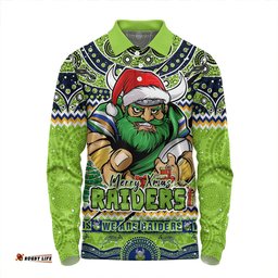 Amazing Aussie Canberra Raiders Aboriginal Xmas Special Ugly Christmas Style Long Sleeve Polo Shirt