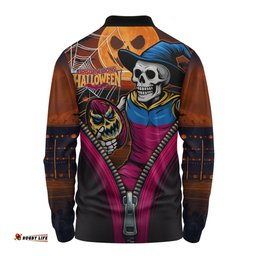 Amazing Aussie Brisbane Lions Halloween Night Reaper Zipper Long Sleeve Polo Shirt