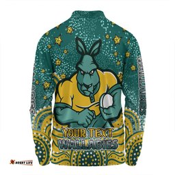 Amazing Aussie Australia Wallabies Custom Custom With Aboriginal Inspired Style Of Dot Painting Patterns  Long Sleeve Polo Shirt