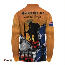 Amazing Aussie Australia Lest We Forget Honoring Our Heroes On Remembrance Day Long Sleeve Polo Shirt