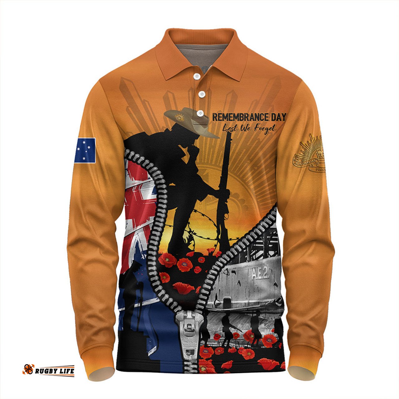 Amazing Aussie Australia Lest We Forget Honoring Our Heroes On Remembrance Day Long Sleeve Polo Shirt