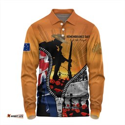 Amazing Aussie Australia Lest We Forget Honoring Our Heroes On Remembrance Day Long Sleeve Polo Shirt