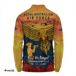 Amazing Aussie Australia Anzac Day Lest We Forget Royal Australian Air Force Long Sleeve Polo Shirt
