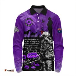 Amazing Aussie Australia Anzac Day Remembering The Animals Victims Of War Long Sleeve Polo Shirt