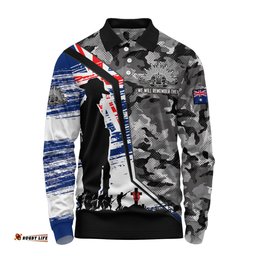 Amazing Aussie Australia Remembrance Day Heroic Soldier Legacy Long Sleeve Polo Shirt