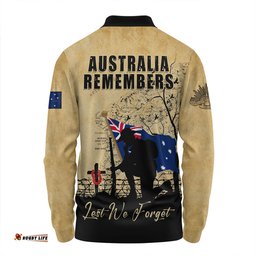 Amazing Aussie Australia Anzac Day Brothers In Arms Gallipoli Remembrance Long Sleeve Polo Shirt