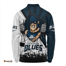 Amazing Aussie Carlton Breaking Through Fan Design Long Sleeve Polo Shirt