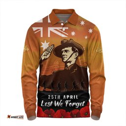 Amazing Aussie Australia Anzac Day Soldiers Salute To Remember Of Our Heroes Long Sleeve Polo Shirt