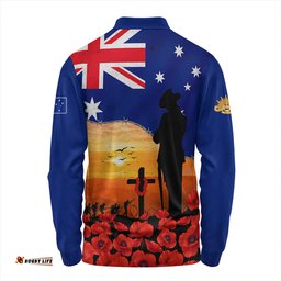 Amazing Aussie Australia Lest We Forget Remembrance Day Tribute Long Sleeve Polo Shirt