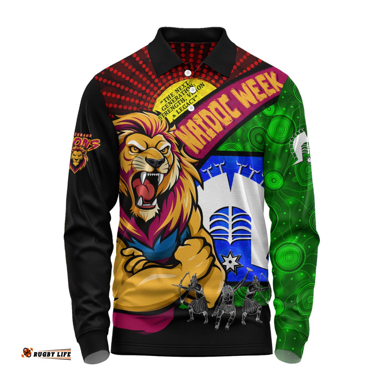Amazing Aussie Brisbane Lions NAIDOC Week Pride Edition Long Sleeve Polo Shirt