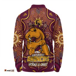 Amazing Aussie Brisbane Broncos Aboriginal Pattern Inspired Victory Is Ours Long Sleeve Polo Shirt