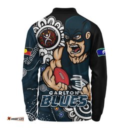 Amazing Aussie Carlton Power Through Generations NAIDOC Edition Long Sleeve Polo Shirt