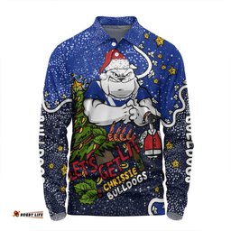 Amazing Aussie Canterbury Bankstown Bulldogs Christmas Custom Let's Get Lit Chrisse Pressie Long Sleeve Polo Shirt