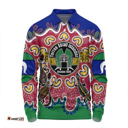 Amazing Aussie Australia Torres Strait Islands Custom Torres Strait Islanders Dhari With Goannas And Dot Art Reunion Long Sleeve Polo Shirt