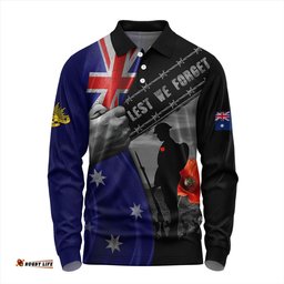 Amazing Aussie Australia Remembrance Day Australian Fallen Heroes Long Sleeve Polo Shirt