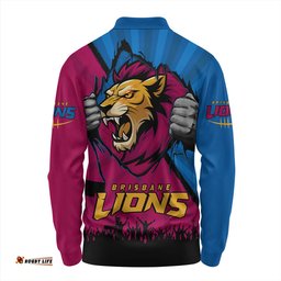 Amazing Aussie Brisbane Lions Breaking Through Fan Design Long Sleeve Polo Shirt