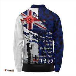 Amazing Aussie Australia Remembrance Day Lest We Forget Australian Military Tribute Blue Long Sleeve Polo Shirt