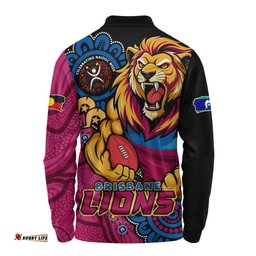 Amazing Aussie Brisbane Lions Power Through Generations NAIDOC Edition Long Sleeve Polo Shirt