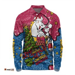Amazing Aussie Brisbane Broncos Christmas Custom Let's Get Lit Chrisse Pressie Long Sleeve Polo Shirt