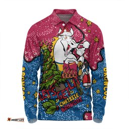 Amazing Aussie Brisbane Broncos Christmas Custom Let's Get Lit Chrisse Pressie Long Sleeve Polo Shirt