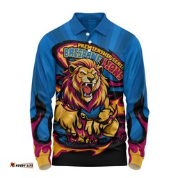Amazing Aussie Brisbane Lions Premiership Series Flame Edition Long Sleeve Polo Shirt