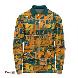 Amazing Aussie Australia Wallabies Team Of Us Die Hard Fan Supporters Comic Style Long Sleeve Polo Shirt