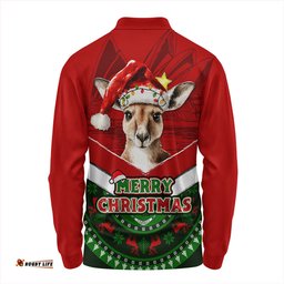 Amazing Aussie Australia Holiday Kangaroo Merry Christmas Long Sleeve Polo Shirt