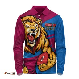 Amazing Aussie Brisbane Lions Defend The Pride Long Sleeve Polo Shirt