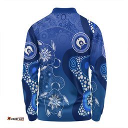 Amazing Aussie Australia Turtles Aboriginal Indigenous Dot Turtles In The Ocean (Blue) Long Sleeve Polo Shirt