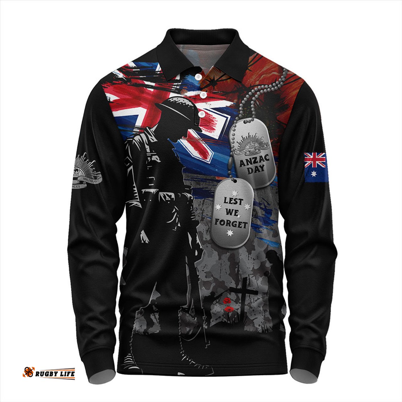 Amazing Aussie Australia Tribute To The Brave Anzac Day Long Sleeve Polo Shirt