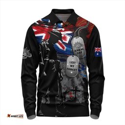 Amazing Aussie Australia Tribute To The Brave Anzac Day Long Sleeve Polo Shirt