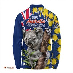 Amazing Aussie Australia Australia Day Koala Golden Wattle Edition Long Sleeve Polo Shirt